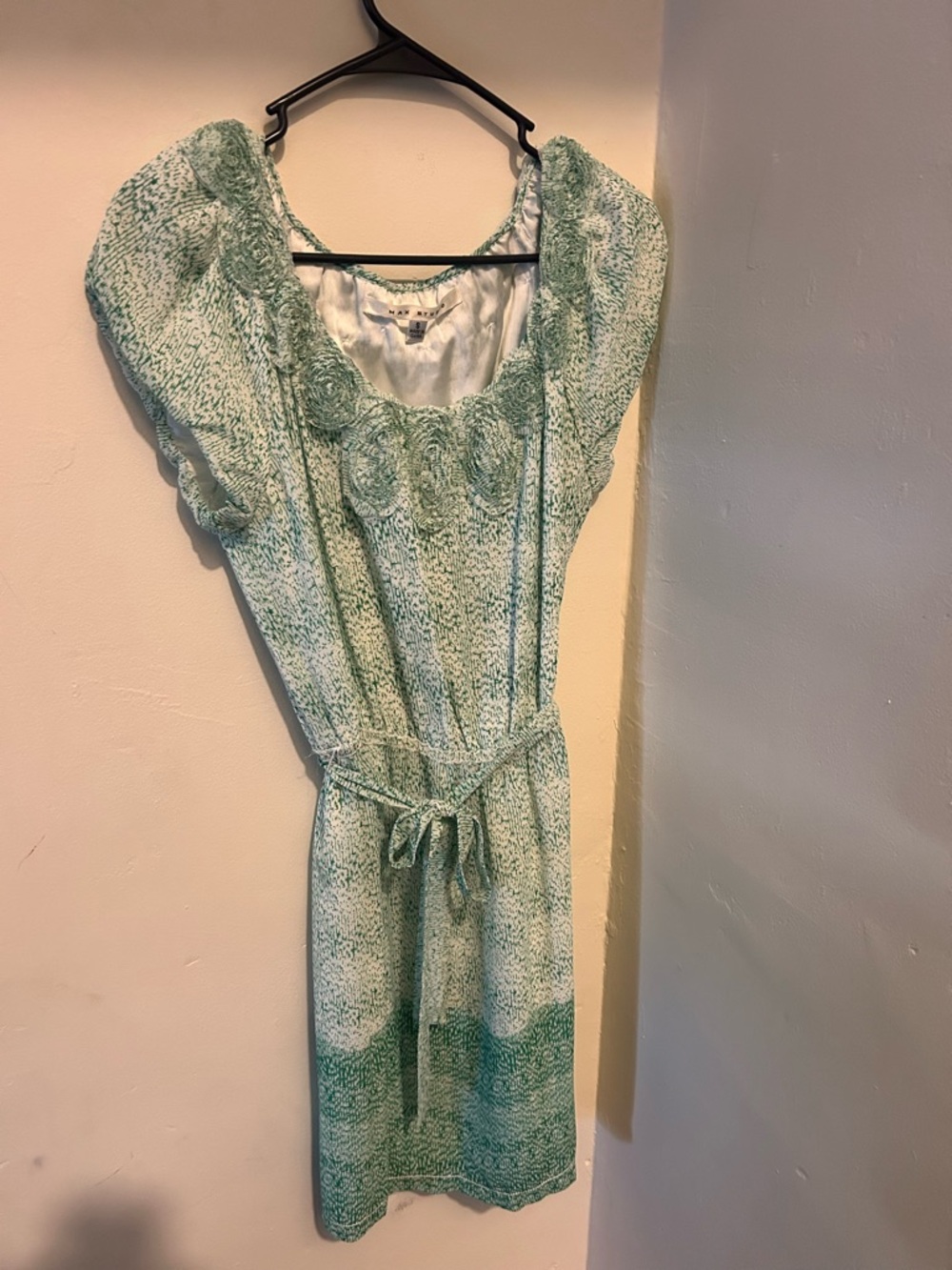 Max Studio Mint Green Tie-Waist Mini Dress